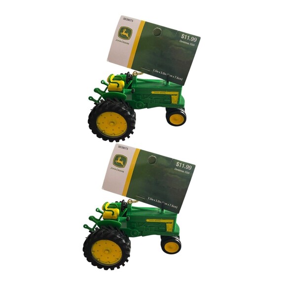 (2) JOHN DEERE TRACTOR Christmas ORNAMENTS Farm  Kurt S Adler Collection NWT - Picture 1 of 3